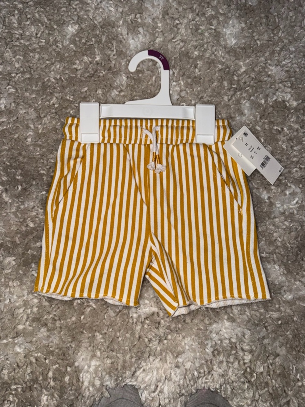 Grayson MiNi Striped Mustard & White Kids Shorts NWT 3T